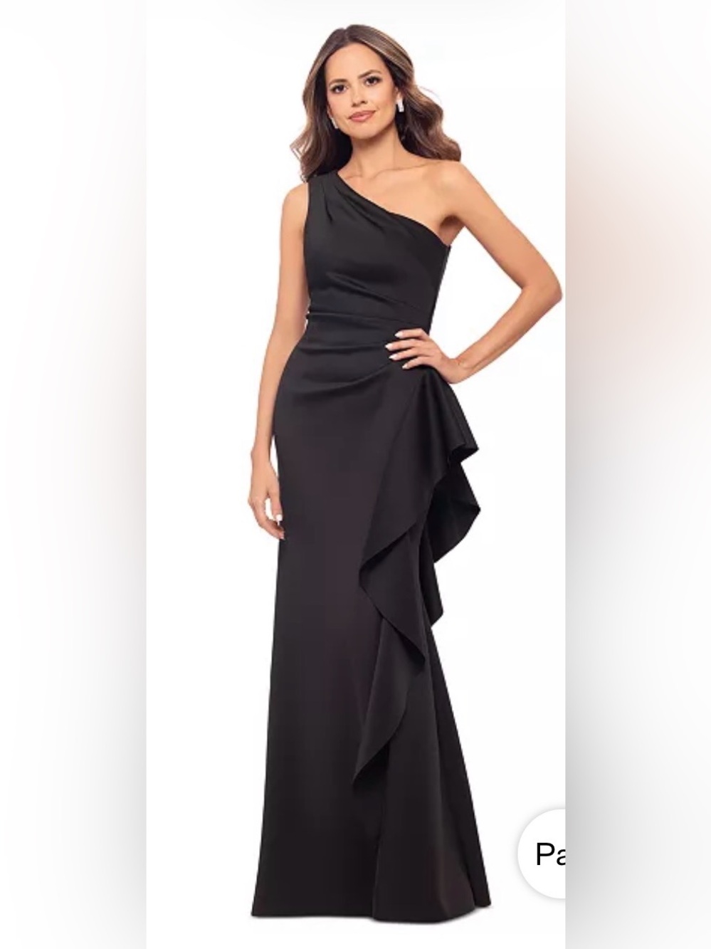 Xscape Petite Ruffled One-Shoulder Scuba Gown Size 6